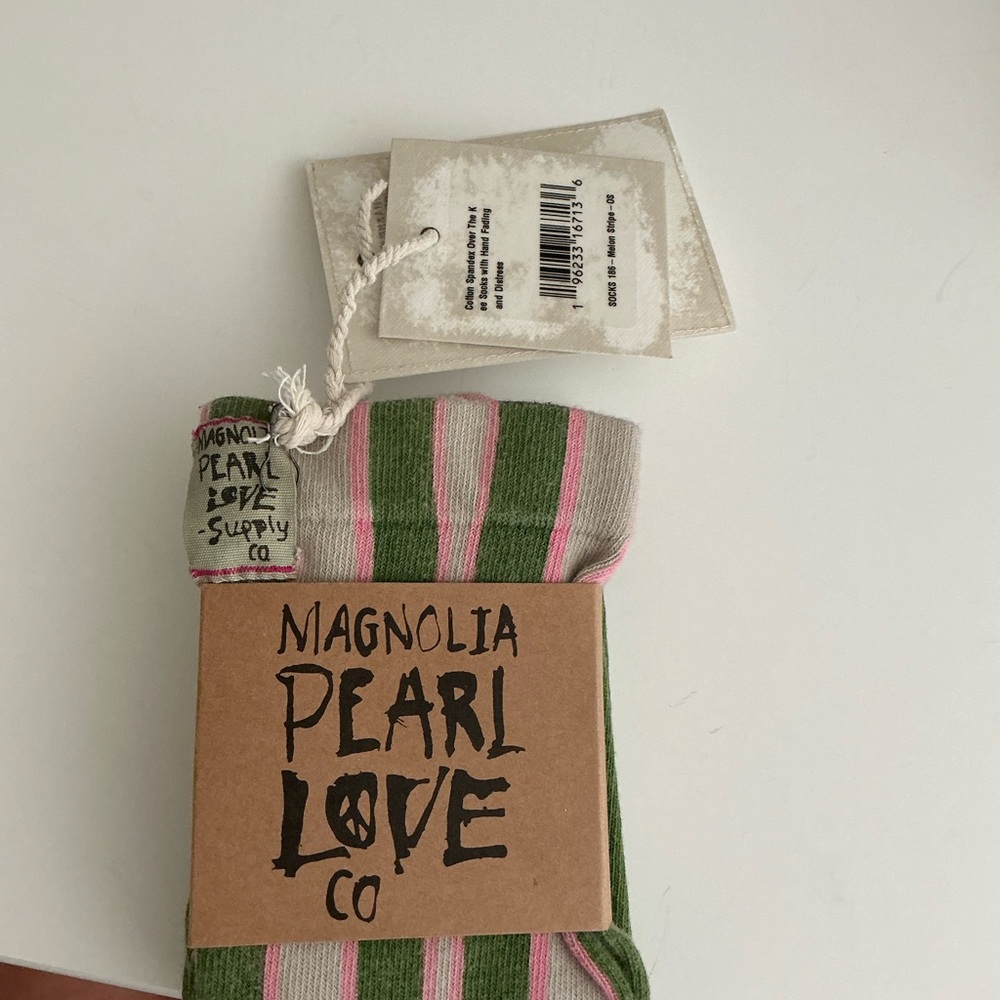 Magnolia Pearl Olive, Pink & Cream Striped Knee-High Socks - Picture 2 of 5